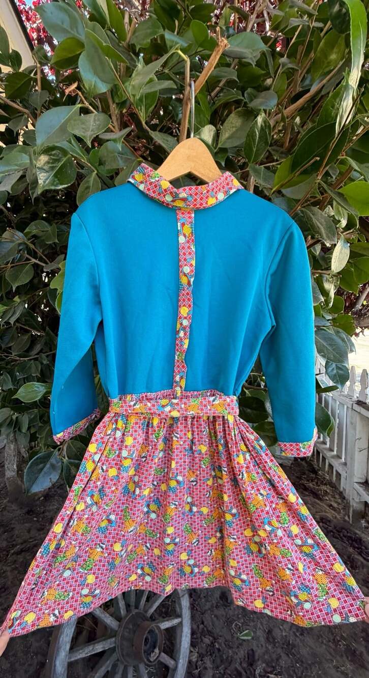 Vintage 70s Growing Girl Scarecrow Pumpkin Dress